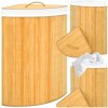 Interlook AYL-60L-LIBR | Prírodný kôš na bielizeň | Bambusový kontajner na hračky | Drevený kôš na bielizeň | Rohový kôš