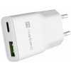 Univerzálna USB nabíjačka Natec RIBERA GaN SLIM, 20 W, 1X USB-A + 1X USB-C, Biela (NUC-2376)