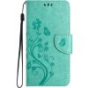 Peňaženkové puzdro Embossing Pattern Motýľ a kvet zelené – Samsung Galaxy A35 5G
