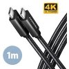 AXAGON BUCM32-CM10AB, SPEED+ kabel USB-C USB-C, 1m, USB 3.2 Gen 2, PD 100W 5A, 4k HD, ALU, oplet, černý