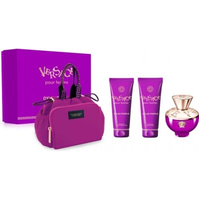 Versace Dylan Purple, SET: Parfumovaná voda 100ml + Telové mlieko 100ml + Sprchový gél 100ml + Kozmetická taška pre ženy