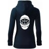 Florbal maska - Mikina dámska trendy zipper s kapucňou - S ( Tmavomodrá (veľmi tmavá - skoro čierna) )