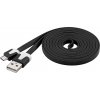 Kábel micro USB 2.0, A-B 2 m, plochý PVC kabel, černý