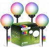 4x Solárna LED záhradná lampa zapichovacia ozdobná zemná biela guľa 30cm RGB