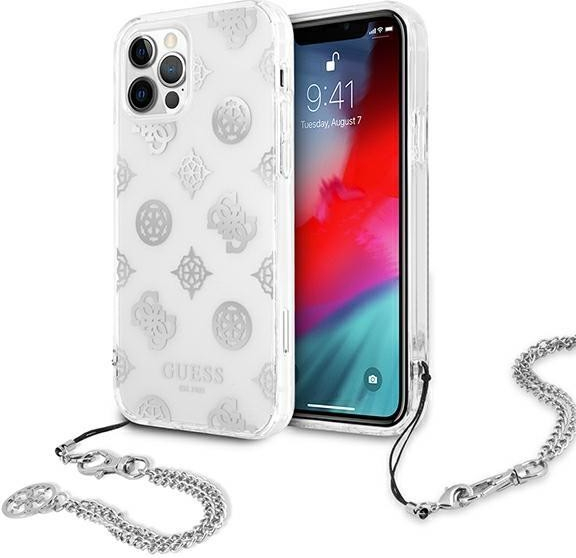 Guess iPhone 12 Pro Max Peony Chain Collection strieborné