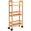 Kúpeľňová polica Gockowiak bambusová hnedá 3-poschodová na kolieskach