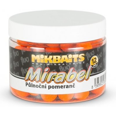 Mikbaits Mirabel Fluo boilie 150 ml 12 mm - polnočný pomaranč