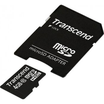 Transcend microSDHC 4GB class 10 + adapter TS4GUSDHC10