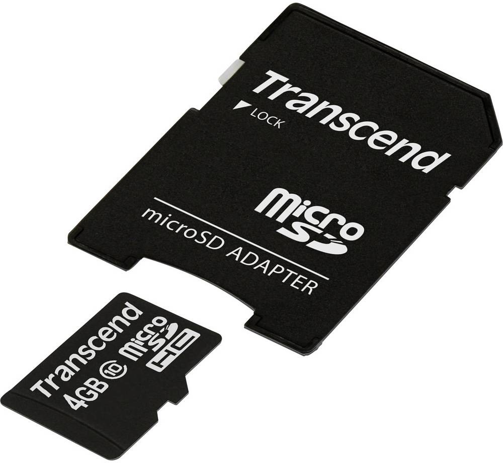 Transcend microSDHC 4GB class 10 + adapter TS4GUSDHC10