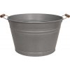 Obal na kvetináč vedro zinkové s dreveným uchom 39 x 30 x 25 cm 22 l vintage