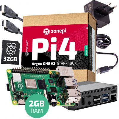 Zonepi Raspberry Pi 4B 2GB Argon ONE V2 + 32 GB microSD + príslušenstvo