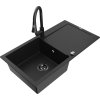 Mexen Leo, 1-komorový granitový drez 900x500x190 mm a drezová batéria Elia, čierna, 6501-77-670101-70-B
