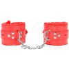 Kink - Fur Lined Wrist Restraints With Square Holes Red And Red Belt Adjustable 17-29 Cm X