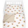 Obliečky do postieľky, bavlna, 2D sada, Míša - biela s potlačou, 135x100