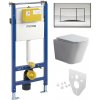 Mereo WC set - Smart flush rimless WC hranaté, modul pre sadrokartón, chróm hranaté tlačidlo lesklé MM02NSETRT322