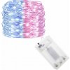 SPRINGOS LED reťaz Nano Duo - 10m, 100LED, 3xAA, modrá/ružová