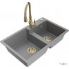MEXEN/S MEXEN/S - Tomas granitový drez 2-bowl vrátane batérie Savita, šedá 6516-71-672601-50