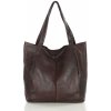 MARCO MAZZINI Mäkká kožená shopper taška | tmavohnedá vs108c