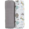 PETITE&MARS Prikrývka bambusová mušelínová 2ks Misty Grey Planes 2v1