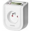 Zásuvka s elektronickým časovačom 230V, 50Hz, max. 3680W, biela, Virone, Horný LCD displej, 16 časových programov, batérie