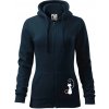 Zamilovaná mačka spredu mikina dámska trendy zipper s kapucňou Tmavomodrá veľmi tmavá skoro čierna