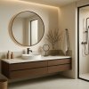Valovič Woodworking Okrúhle zrkadlo v orechovom ráme Walnut Priemer: 50, LED: Bez podsvietenia
