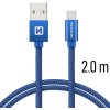 Swissten 71521308 textilný s USB-C konektorom a podporou rýchlonabíjania, modrý