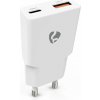 NEDIS síťová nabíječka/ 20 W/ PD 3.0/ rychlé nabíjení/ 1.5 / 2.0 / 2.22 / 3.0 A/ USB-A/ USB-C/ bílá (WCHA20WT)