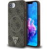 Guess PU 4G Strass Triangle Metal Logo MagSafe Zadní Kryt pre iPhone 16e Brown