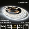LEDprodukt 20m PROFI LED pásik 70LED/m SMD2835 4,8W/m prúd. driver studená biela IP20 24V