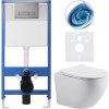 CERANO - Kompletný podomietkový WC set Lite/Cesso - biela lesklá - WC tlačidlo Slim, tmavo šedá - predstenová inštalácia / sadrokartón - 49x36 cm
