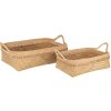 Prútený bambusový košík - podnos prírodnej farby oválneho tvaru s dvomi rúčkami 36 x 23,5 x 19 cm Jolipa 41259