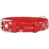 COLLAR Obojok kožený s hviezdami Glamour, 30-39cm/20mm, červená