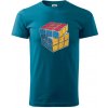 Rubikova kocka kreslená - Klasické pánske tričko vyššej gramáže - XL ( Petrolejová )