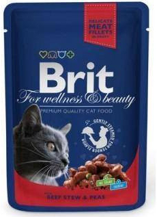 BRIT Premium Cat Adult s hovädzím mäsom a hráškom 24 x 100 g