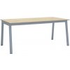 Rokovací kancelársky stôl PRIMO BASIC, 180x90 cm, sivostrieborná podnož, dub prírodný