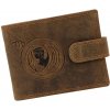 Hnedá pánska brúsená kožená peňaženka zverokruh Panna