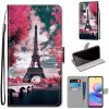 Peňaženkové kožené puzdro DRAWING na Xiaomi Redmi Note 10 5G - Pink Flower Tower Bridge
