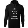 T-ričko Keep calm and drive Mercedes pánska mikina Farba potlače: Čierna, Veľkosť: 3XL, Farba mikiny: Červená