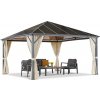Záhradný altánok Milos 4x4m s krémovými závesmi Garden Point