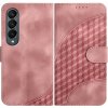 Peňaženkové kožené puzdro Embossed na Samsung Galaxy Z Fold4 - Ružová