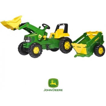 Rolly Toys Šliapací traktor Rolly Junior John Deere s nakladačom a vlečkou