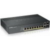 Zyxel GS1920-8HPv2, 10 Port Smart Managed Switch 8x Gigabit Copper and 2x Gigabit dual pers., hybrid mode, standalone or