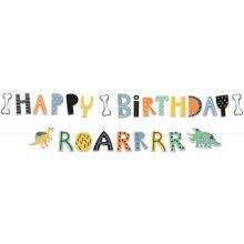 Růžička Girlanda Dino Roars "Happy Birthday" 2 kusy