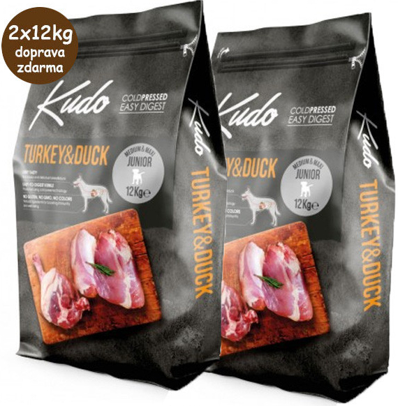 Kudo Dog LG Junior Medium&Maxi Turkey & Duck 2 x 12 kg