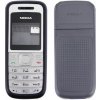 Nokia 1200 / 1208 / 1209 kompletný kryt (predný kryt, stredný rám, zadný kryt) čierny