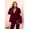 Kesi dámska súprava s viskózou sako s klopami a nohavice s lampasom Alina bordó