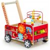 Vzdelávacie drevené chodítko s blokmi pre deti - ECOTOYS Fire Brigade