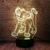 3D LED Lampička Simba Leví kráľ
