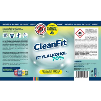 CleanFit dezinfekčný roztok Etylakohol 70% citrus 1 l